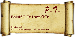 Pakó Trisztán névjegykártya